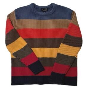 Rib Knit Crew Neck Sweater Multi color Block Boys Med Cotton Children's Place